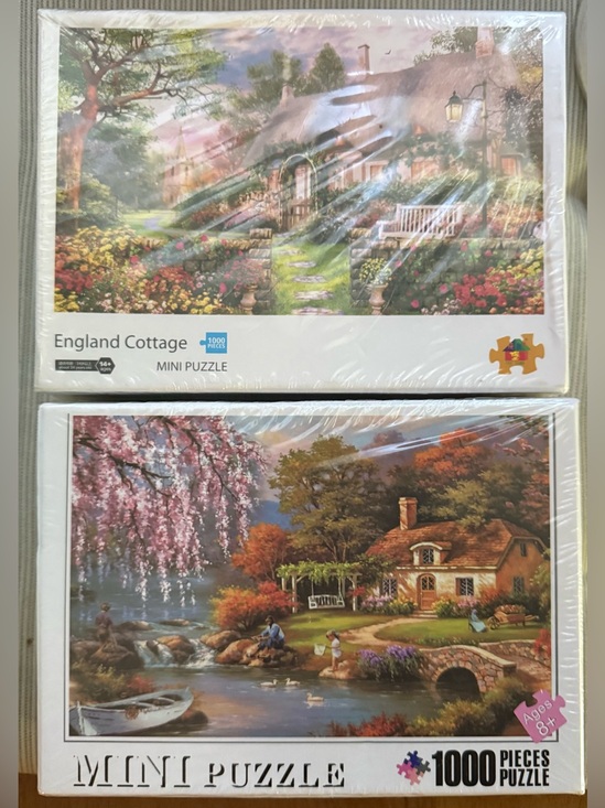 Other - Set of 2 England Cottage 1000-Piece Mini Puzzles - Multi-Color